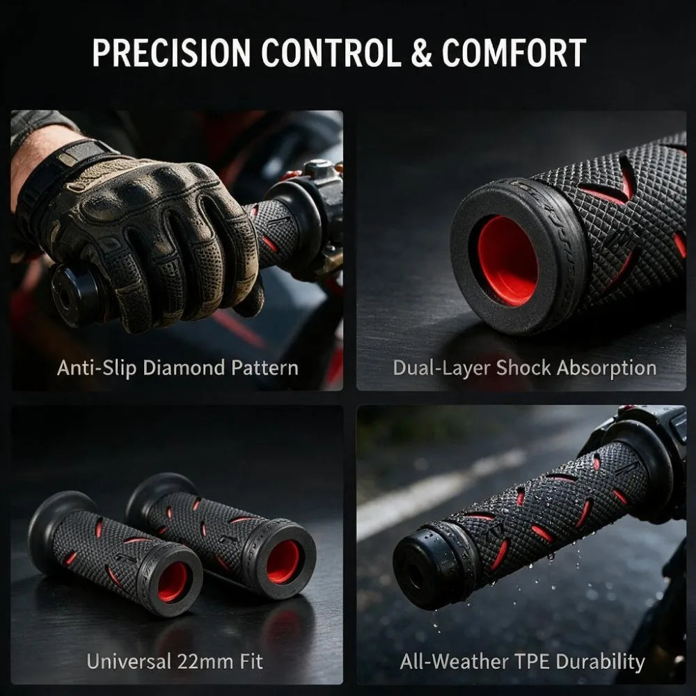 1pair 22mm Motorcycle Rubber Handlebar Grips Non-slip Motorbike — product photo 3 of 6