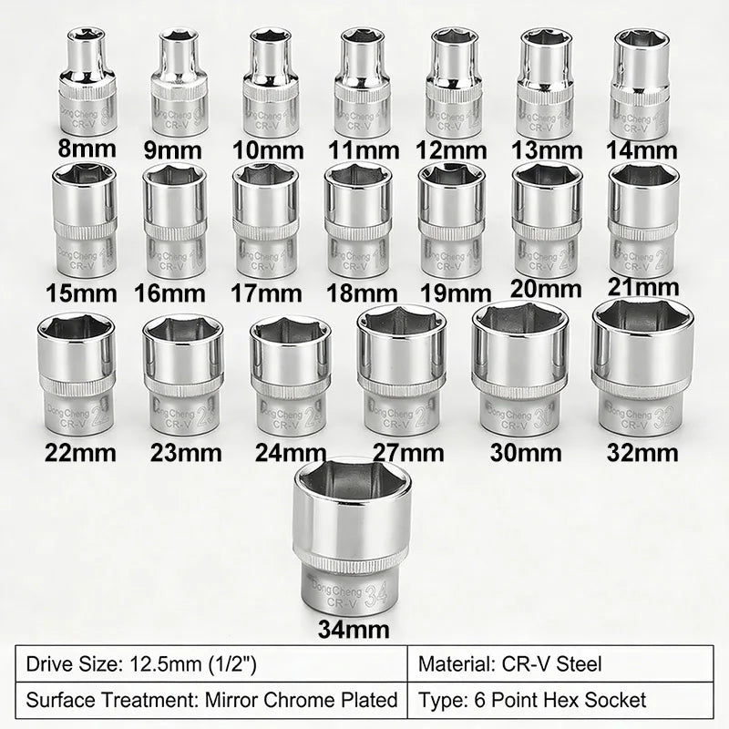 1/2" Hex Socket Set Cr-V Steel Mirror Polish — product photo 2 of 6