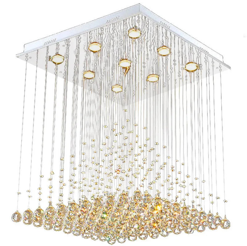 D23.6in stainless steel custom crystal chandelier modern restaurant — main product photo