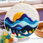 RUOPOTY Wool Felt Painting Handicraft Blue Hill Art — main product photo