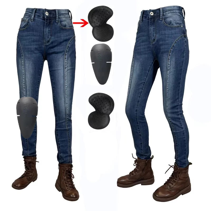 Women Motorcycle Protective jeans Pants Protective Gear Blue — main product photo