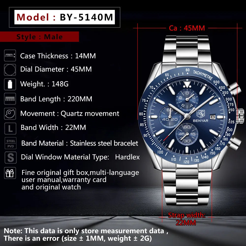 BENYAR 5140 Premium Men's Watch Top Brand Luxury — product photo 4 of 6