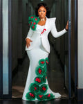 White Women Suit Set 2 Pcs Blazer Long — main product photo