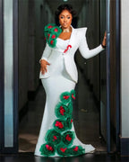 White Women Suit Set 2 Pcs Blazer Long — main product photo