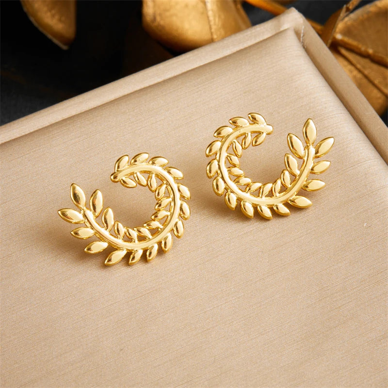 DIEYURO 316L Stainless Steel Golden Ear of wheat — product photo 6 of 6