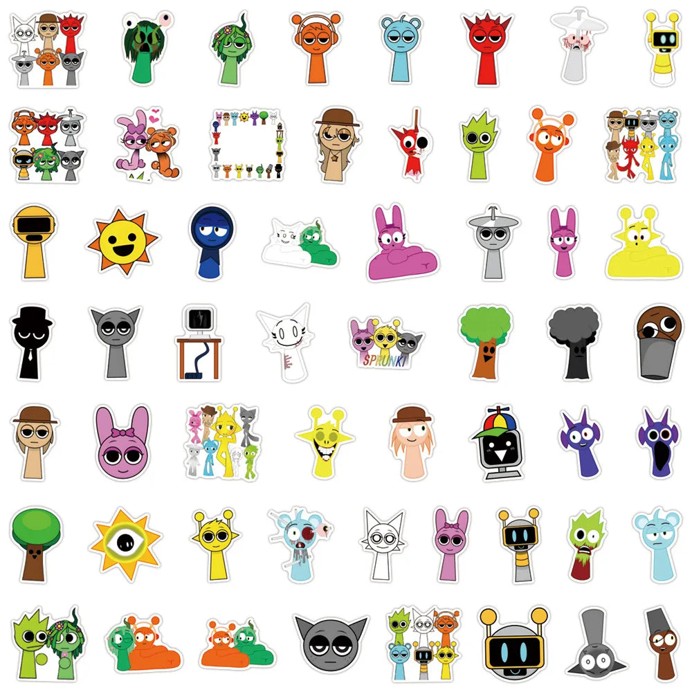 55Pcs Incredibox Sprunki Stickers Sprunki DIY Stickers Scrapbooking