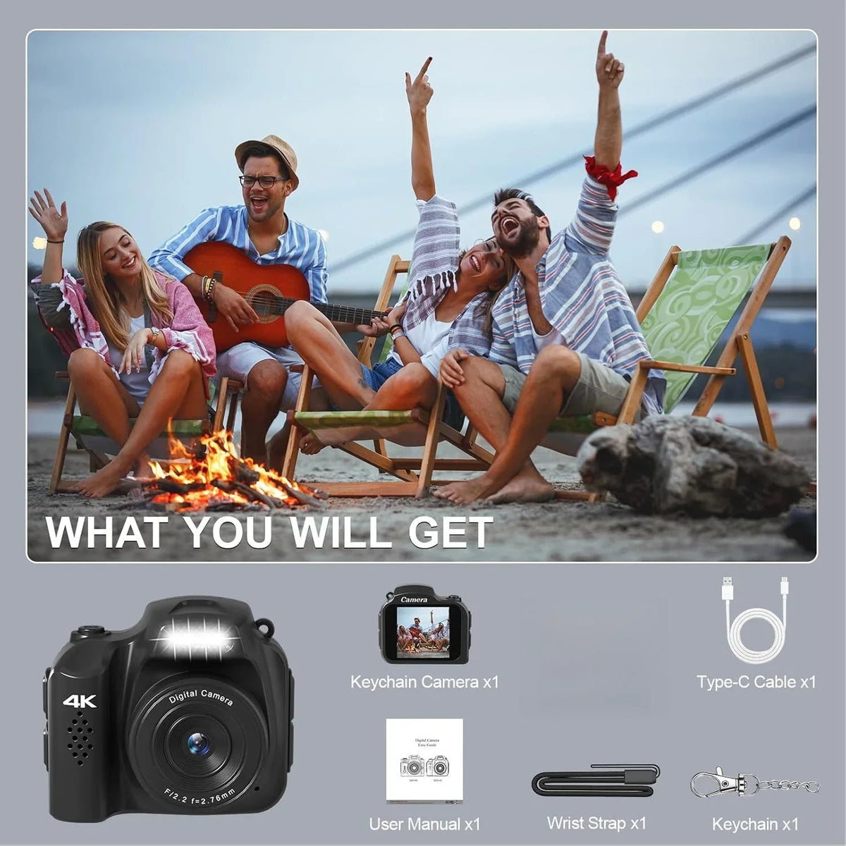Mini Keychain Camera 4K HD Retro Digital Camera — product photo 6 of 6