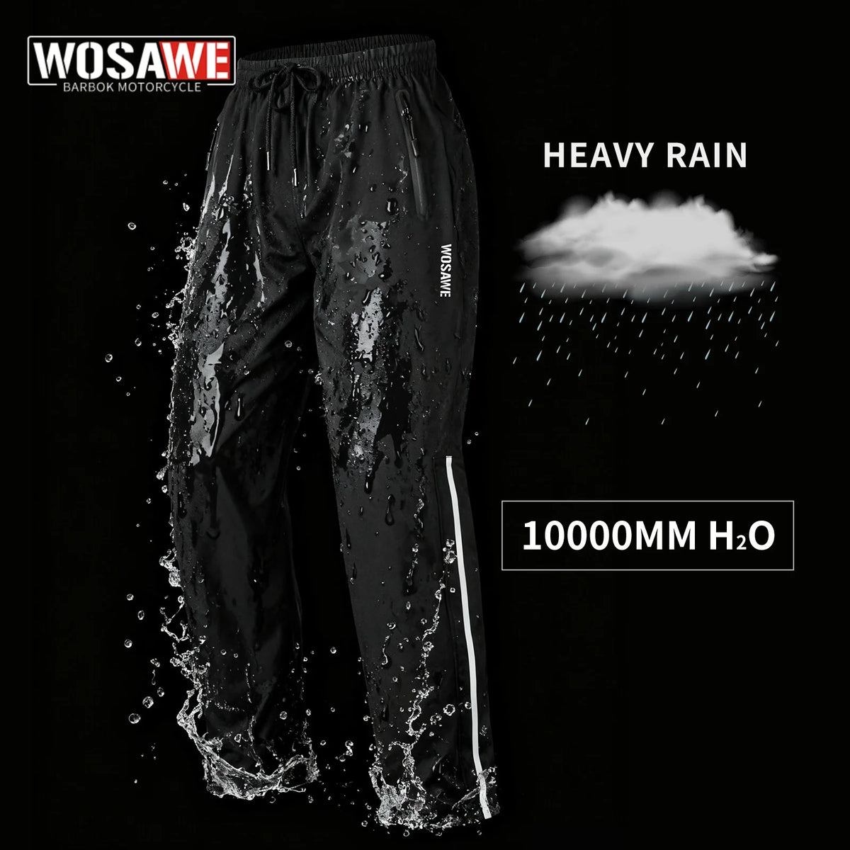 WOSAWE Motorcycle Motorbike Rainproof Single Pants Waterproof Unisex — main product photo