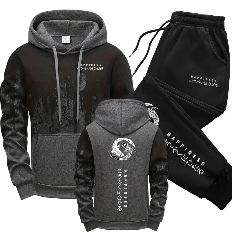 Japanese Fashion Men's Tracksuit Hoodies Sweatpants 2 Piece — product photo 3 of 6