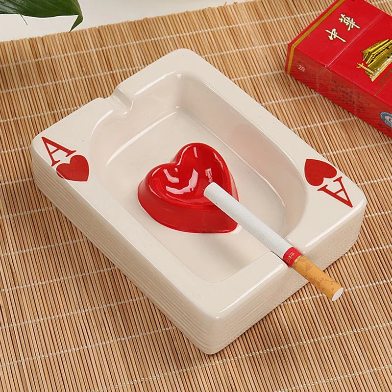 European Poker Ashtray Red Heart A Creative Porcelain — main product photo