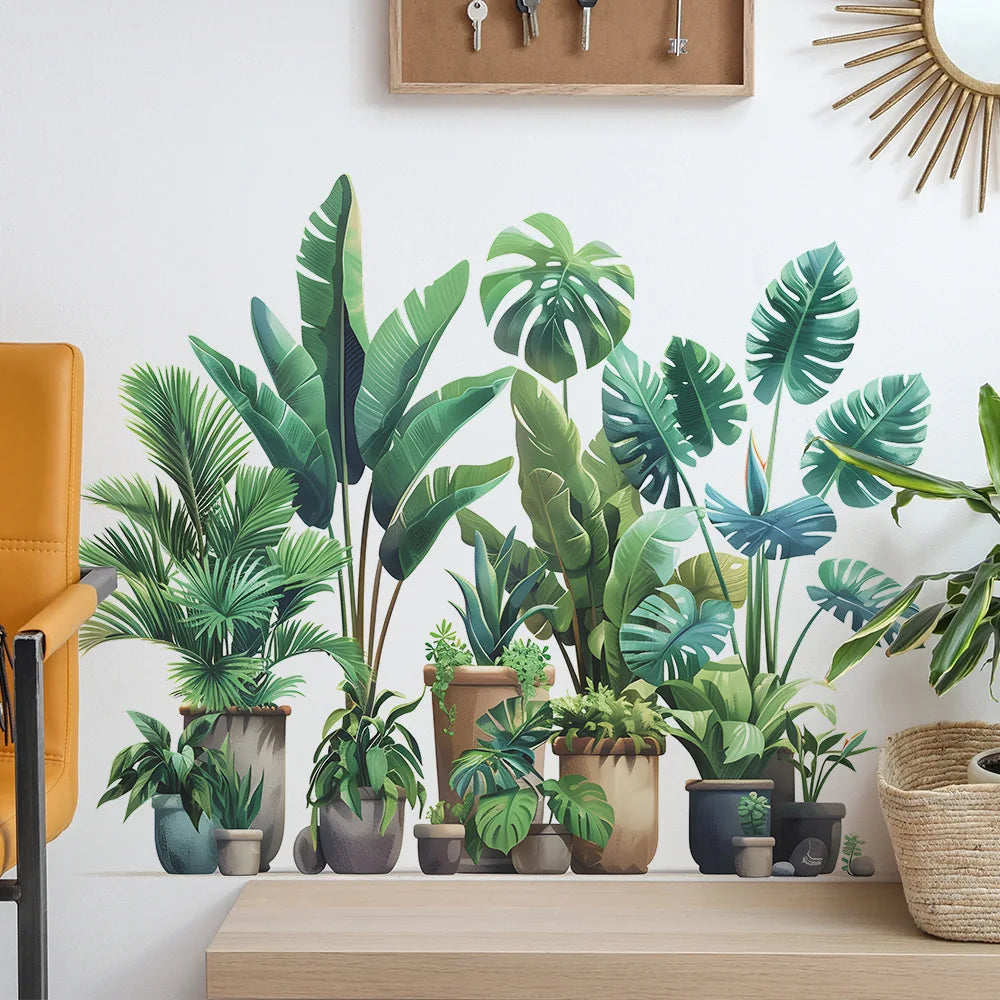 Tropical Potted Plant Wall Stickers for Living Room — main product photo