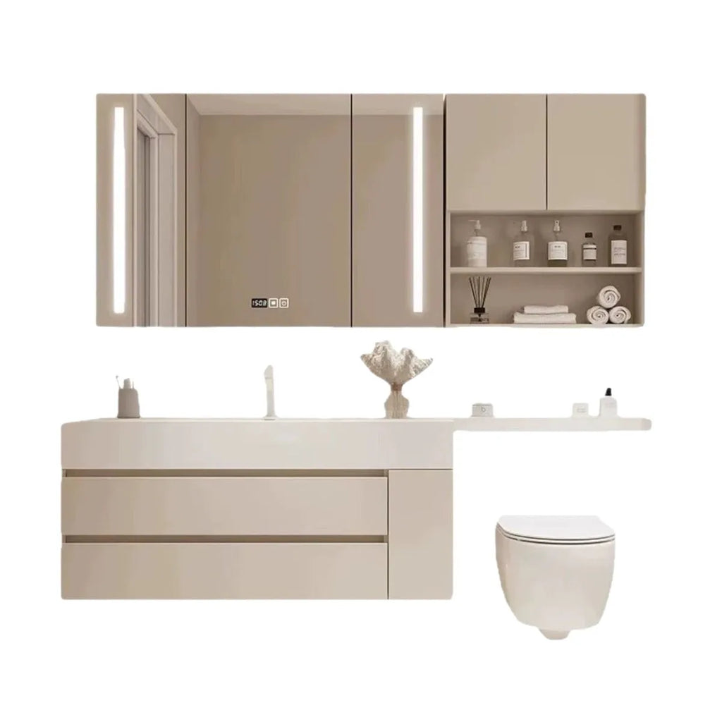 Sintered stone seamless ceramic basin bathroom vanity set — product photo 4 of 4