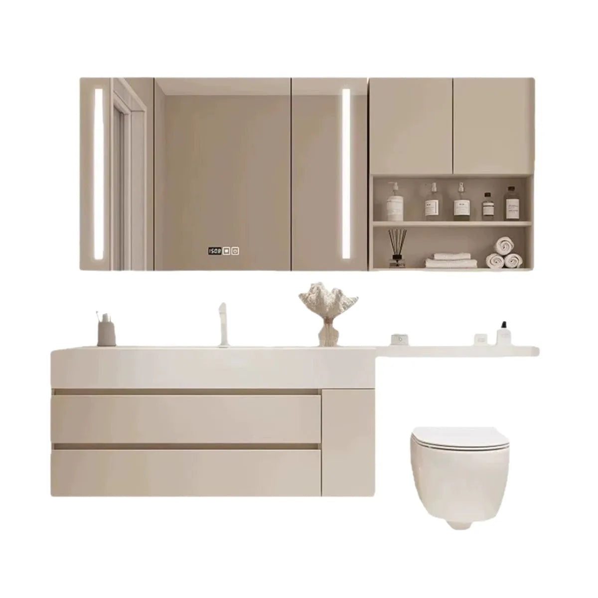 Sintered stone seamless ceramic basin bathroom vanity set — product photo 4 of 4