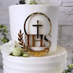 Ins Cross Christ Birthday Cake Topper Gold Acrylic — product photo 2 of 6