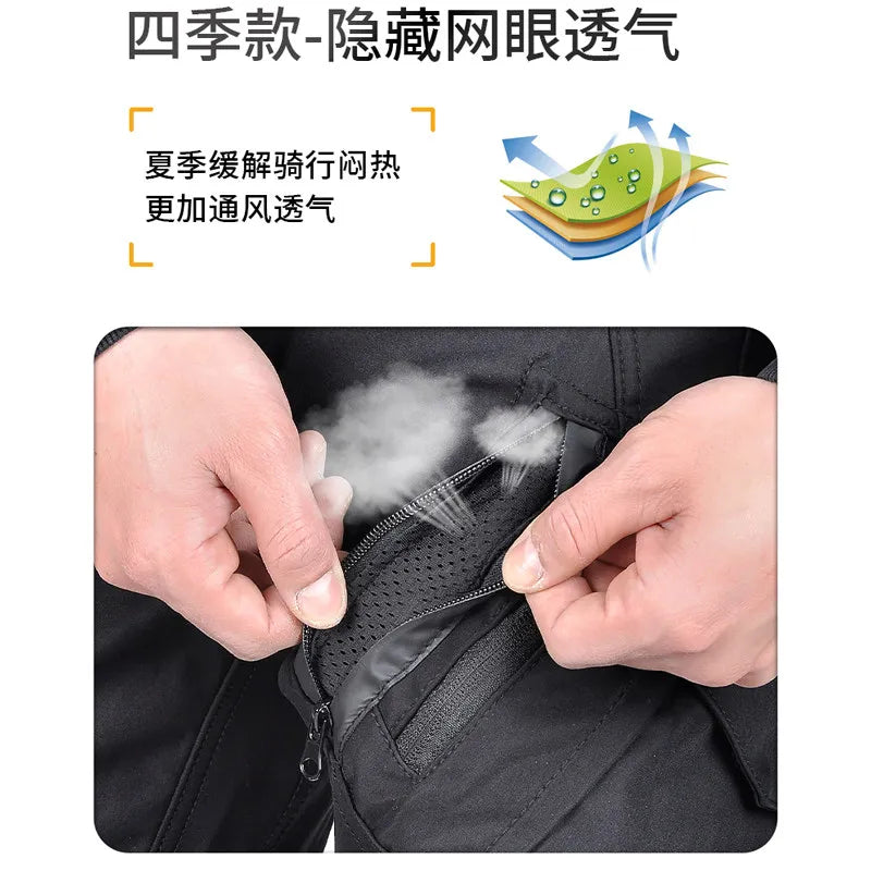 Waterproof Motorcycle Pants Breathable Elastic High Waisted Anti — product photo 5 of 6