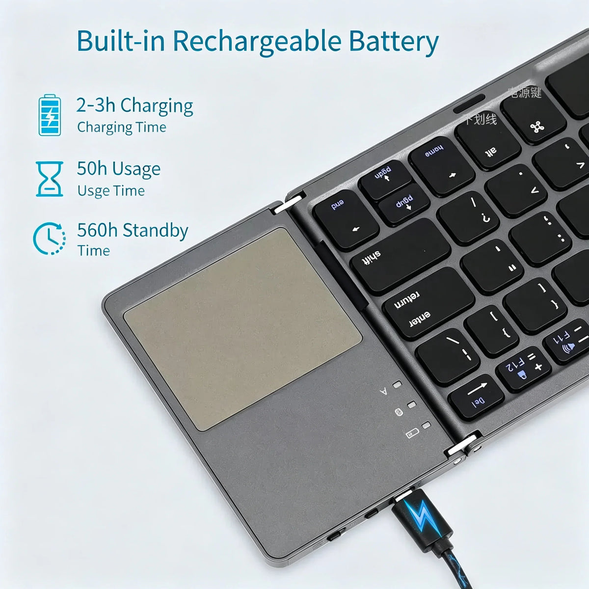 Foldable Bluetooth Keyboard With Touchpad For Android iOS — product photo 6 of 6