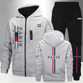 PARIS Pattern Zipper Hoodie Sweatpants Autumn Winter Casual — main product photo