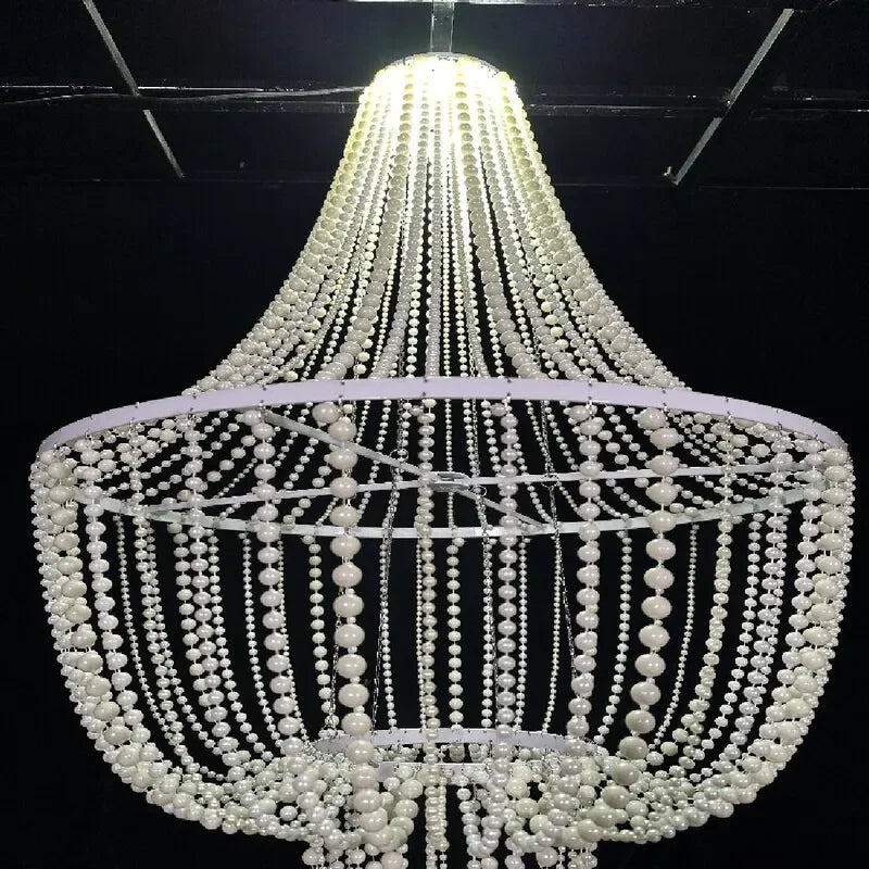 Korean Style Wedding Backdrop Acrylic Pearl Chandelier Ceiling — product photo 4 of 5