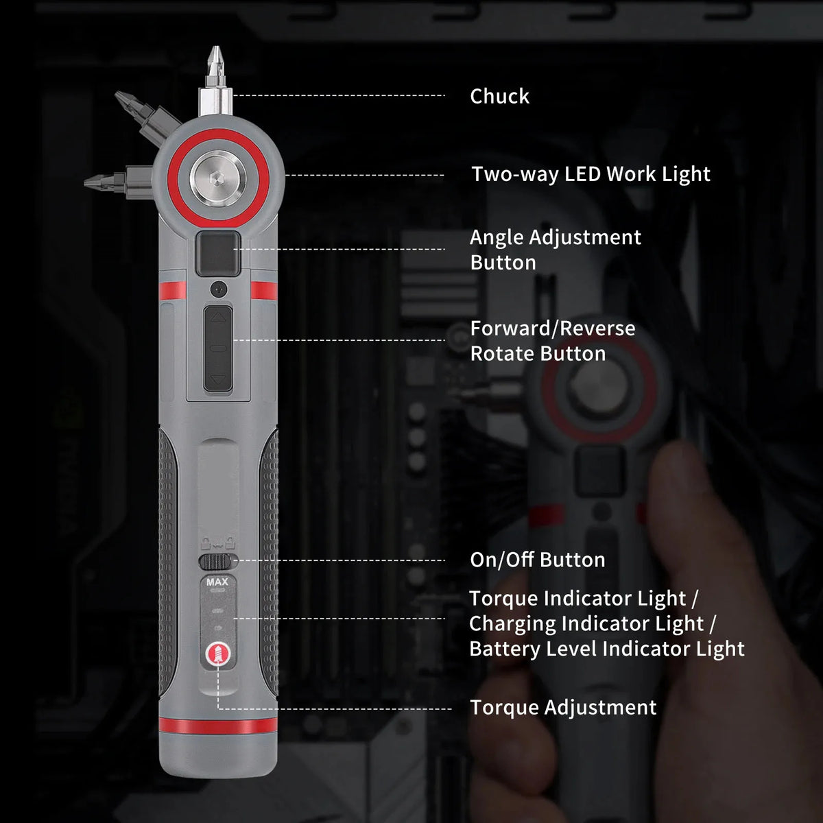 Adjustable angle mini electric screwdriver set
