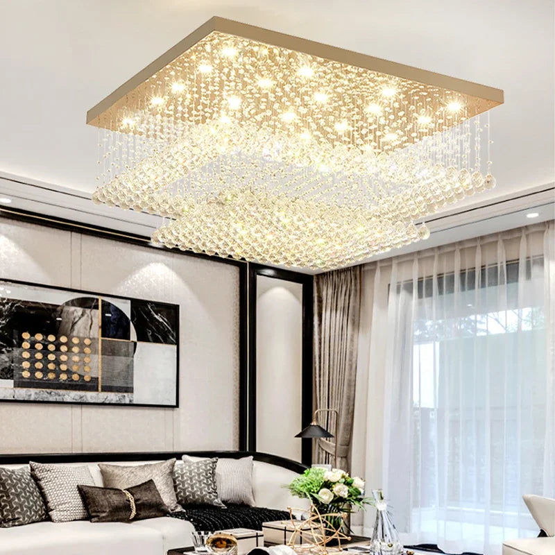 Led Crystal Ceiling Chandelier Rectangular Living Room Light — product photo 5 of 6