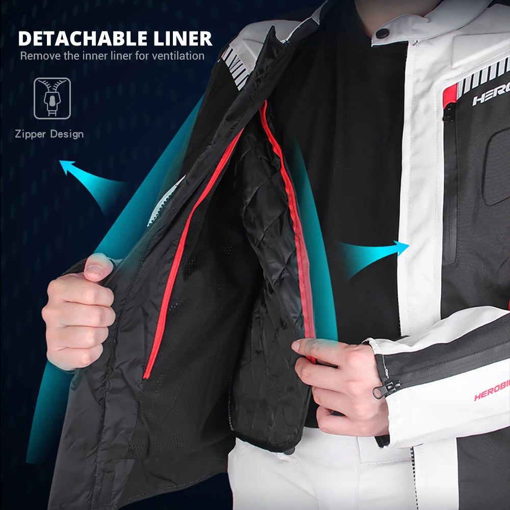 HEROBIKER Waterproof Motorcycle Jacket Men Racing Moto Jacket — product photo 3 of 5