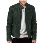 Fashion Men Stand Collar Motorcycle Leather Jackets Multi-pockets — product photo 3 of 6