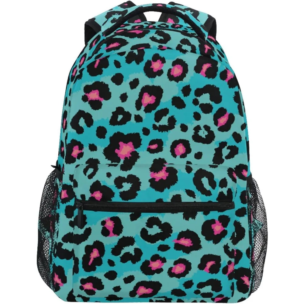 School Start! Blue Leopard Print Backpack — main product photo