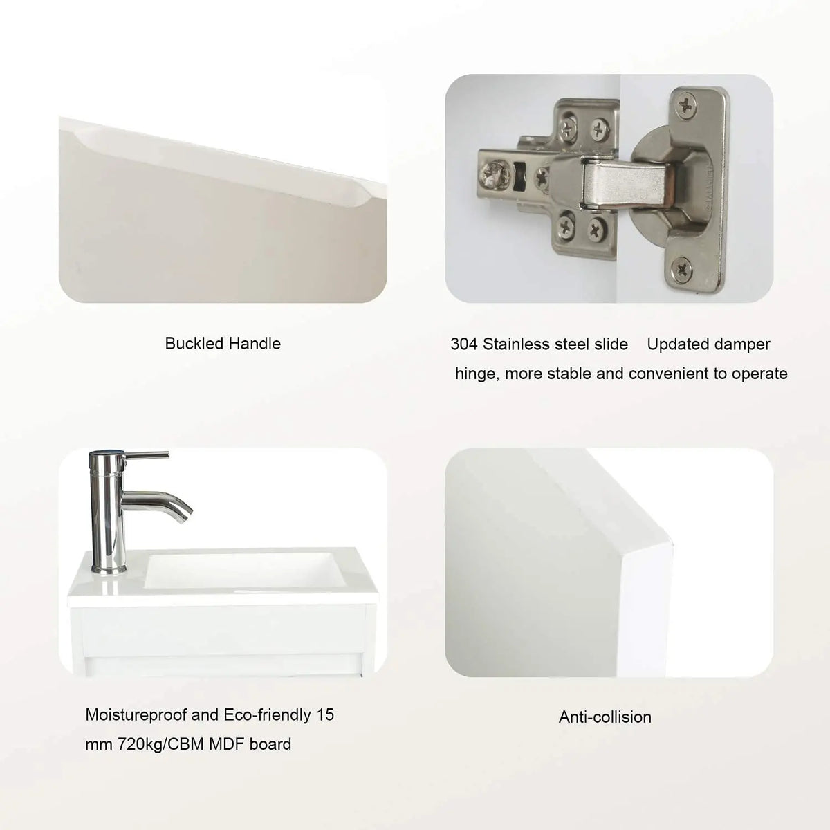 *16" Small Modern Painted Wall Mounted Floating Bathroom — product photo 6 of 6