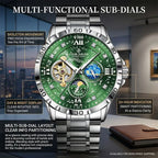 1pc Mechanical Tourbillon Watch Green Dial Steel Strap — product photo 4 of 6
