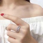 Huitan Fashion Wave Design Cubic Zirconia Rings for — product photo 2 of 5