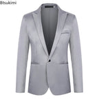 Men's Fashion Suit Jacket Elegant Gentleman Solid Slim — product photo 6 of 6