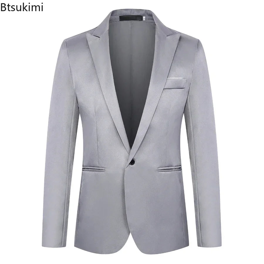 Men's Fashion Suit Jacket Elegant Gentleman Solid Slim — product photo 6 of 6