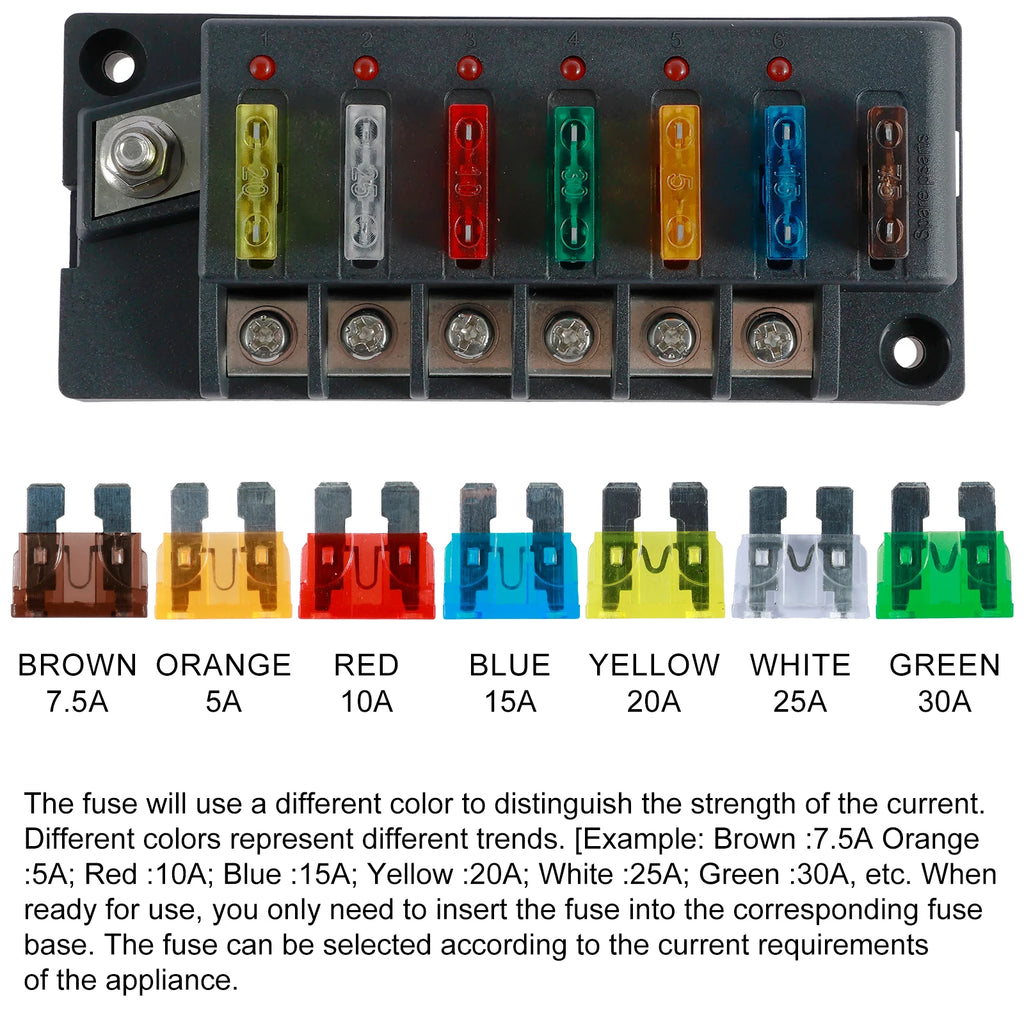 4/6Way Fuse Block 12V Blade Fuse Box Holder — product photo 3 of 6