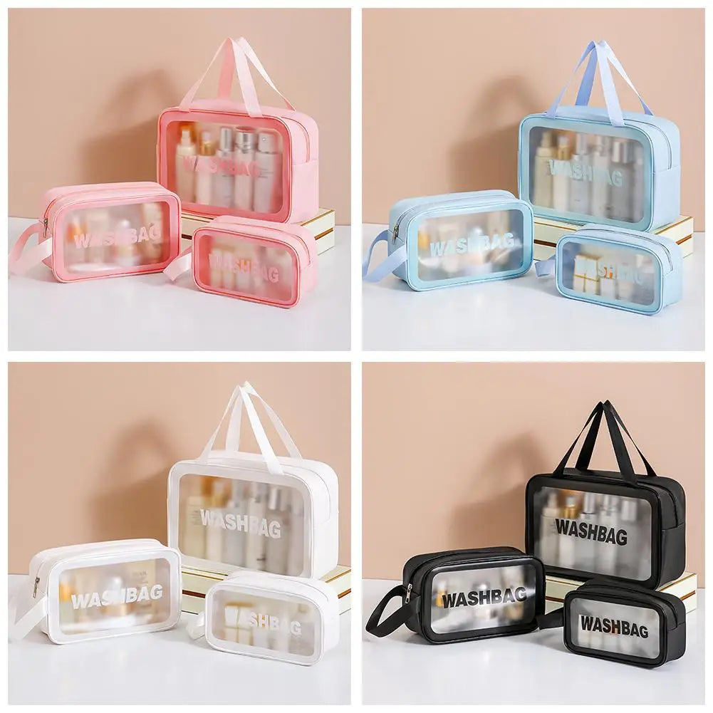 Dry-wet separation double transparent PU makeup bag portable — product photo 4 of 6