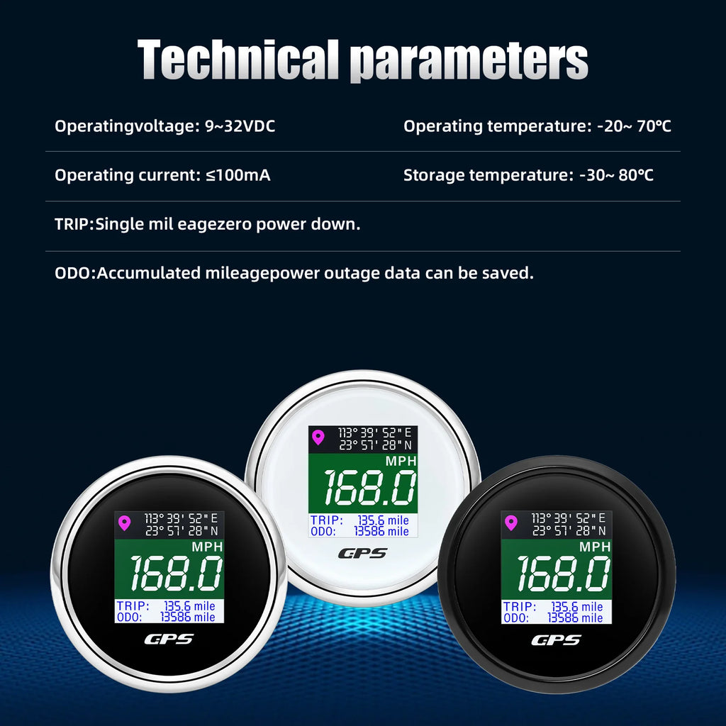 52mm TFT GPS Speedometer Digital Screen Speed Waterproof — product photo 3 of 6