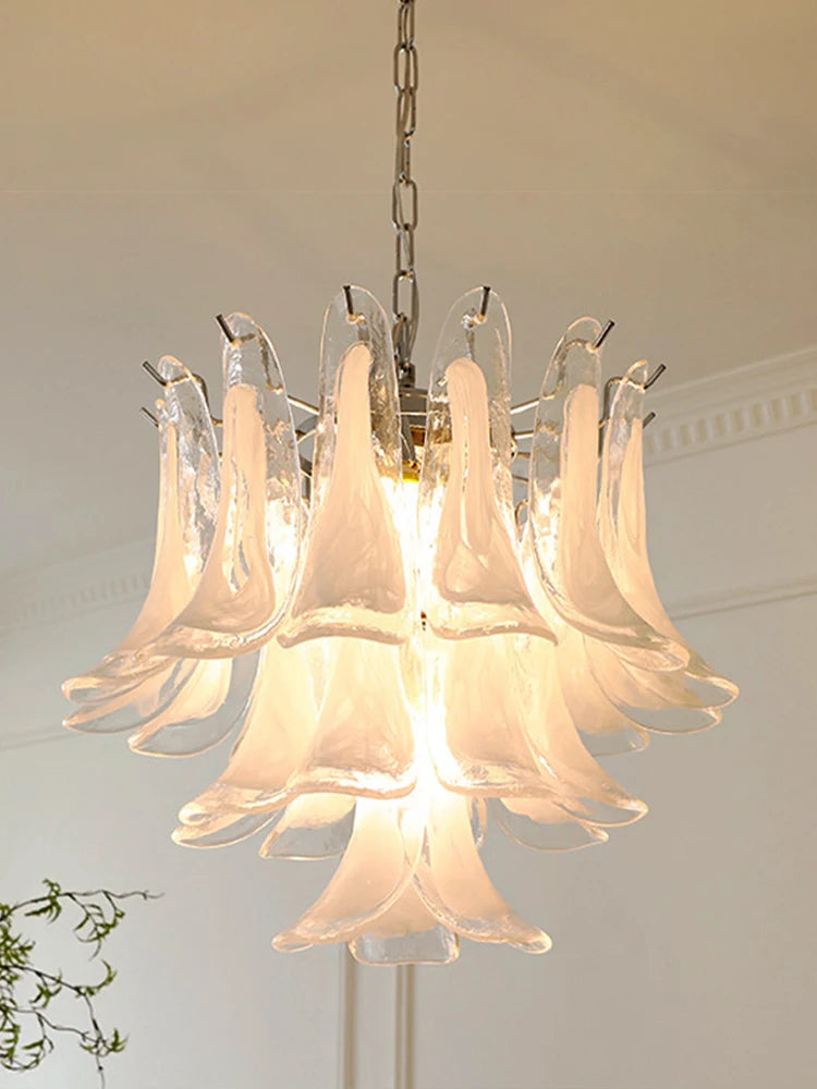 Pendant Glass White Flower Petal High Ceiling Chandeliers — product photo 5 of 6