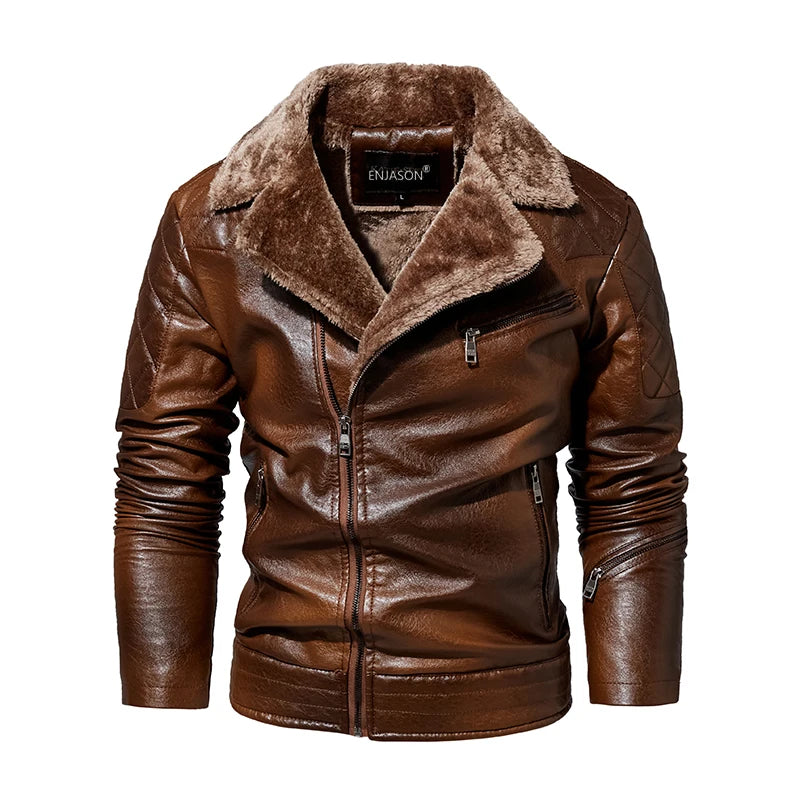 Men's Leather Jackets Autumn Casual Motorcycle PU Jacket — product photo 5 of 5
