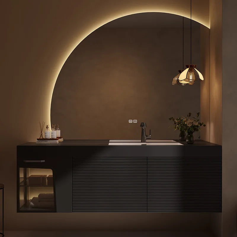 Oak Bathroom Vanity And Washbasin Combination Integrated Seamless — main product photo