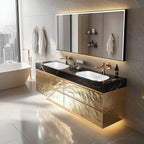 Double Sink Floating Bathroom Vanity Marble Hotel Bathroom — product photo 2 of 6