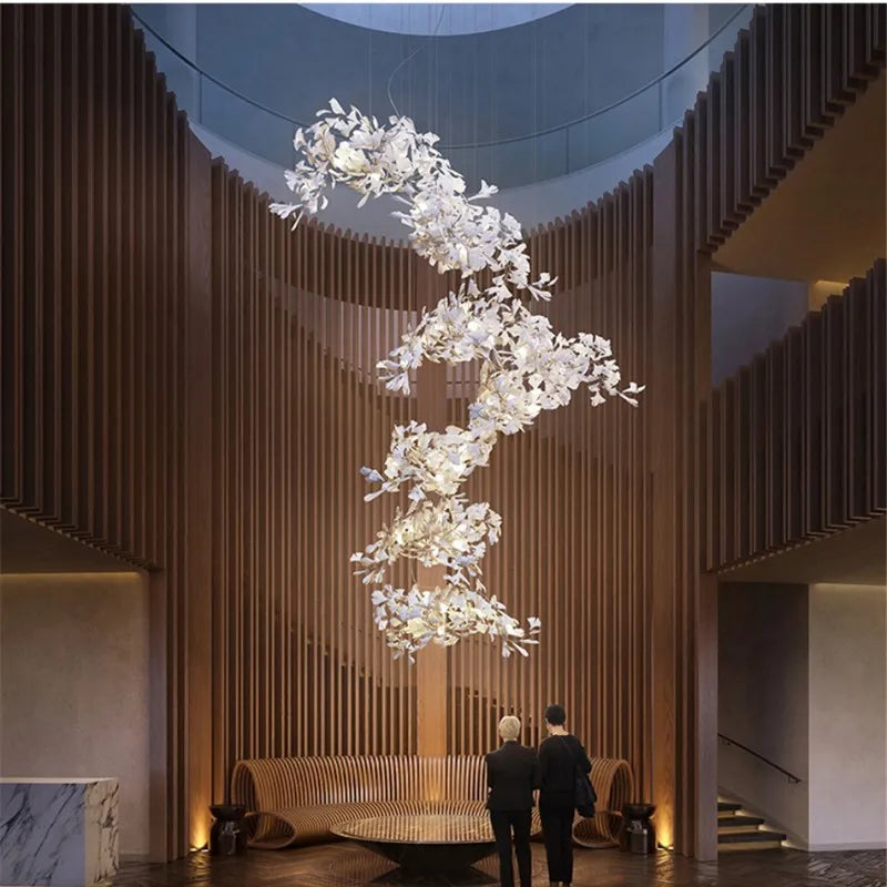 Ginkgo Leaves Loft Hanging Chandelier Light For High — product photo 2 of 6