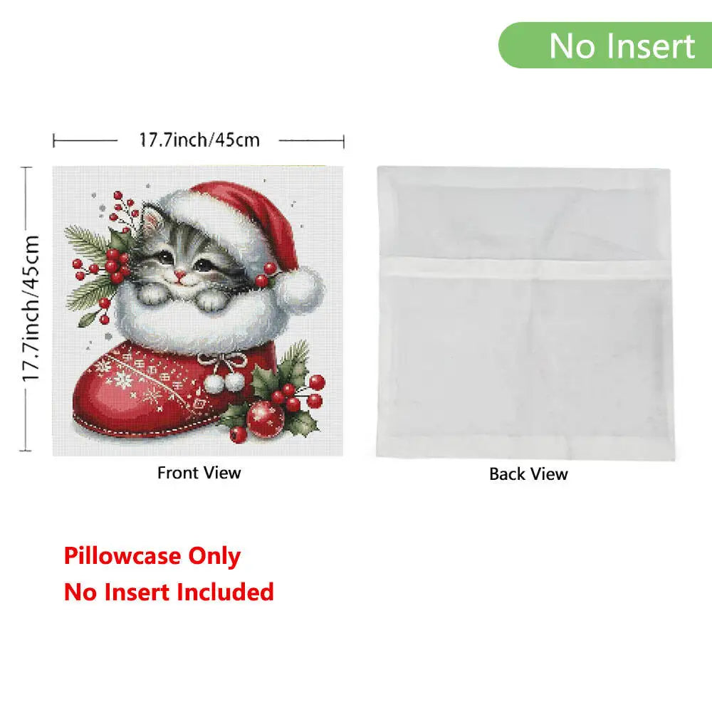 Cross Stitch Pillow Cat Animal Sets Christmas Picture — product photo 3 of 6