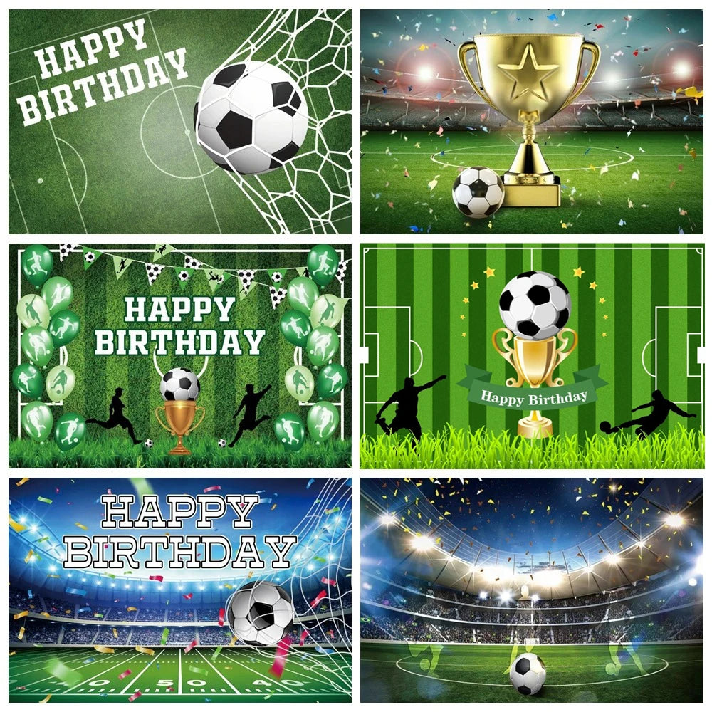 Football Birthday Backdrop Custom Decorate Soccer Field Stadium — main product photo