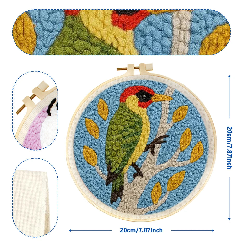 GATYZTORY punch embroidery needle Yarn bird 20x20cm Embroidery — product photo 2 of 6