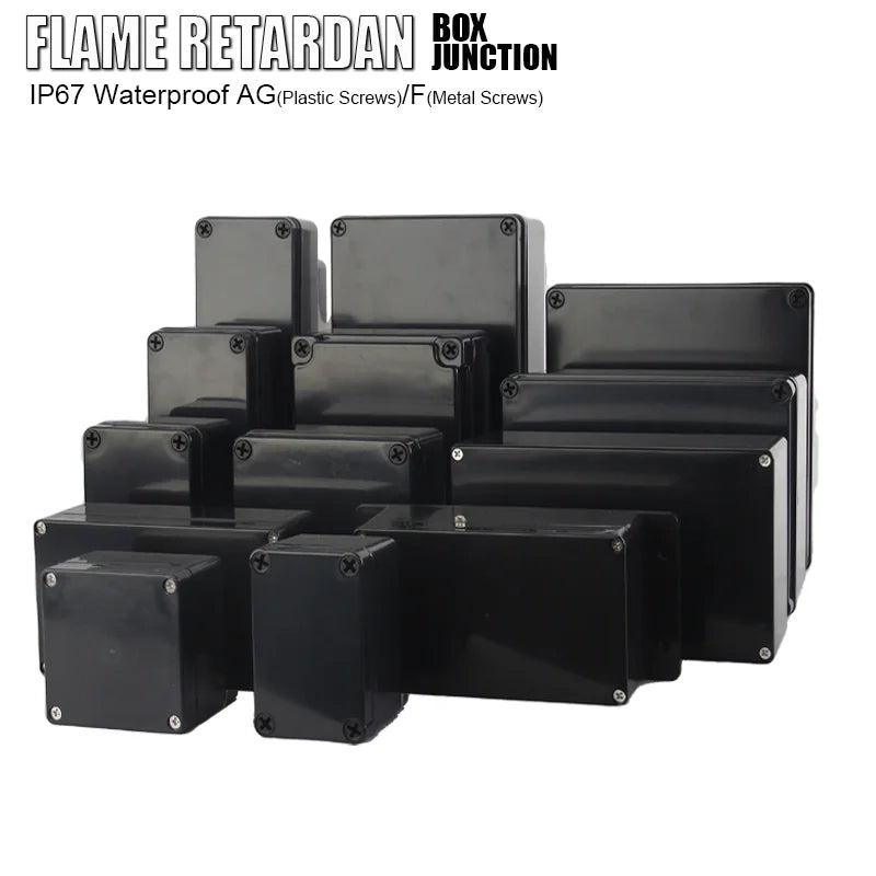 ABS Flame-Retardant Plastic Waterproof Box Black Outdoor IP67 — main product photo