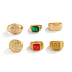 Ingemark 6Pcs/Set Retro Gold Color Signet Chunky Rings — product photo 5 of 6