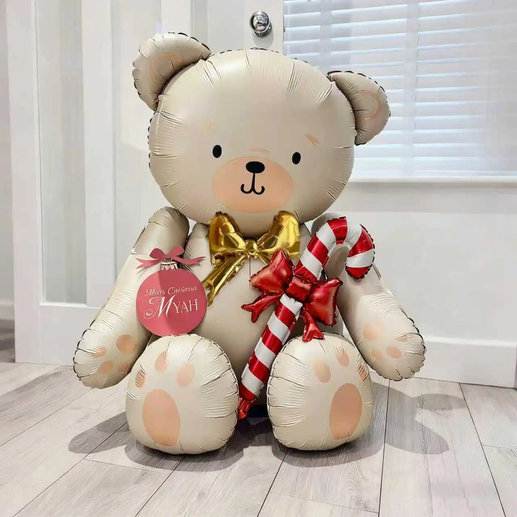 Matte white bow teddy bear balloon set latex — product photo 3 of 6