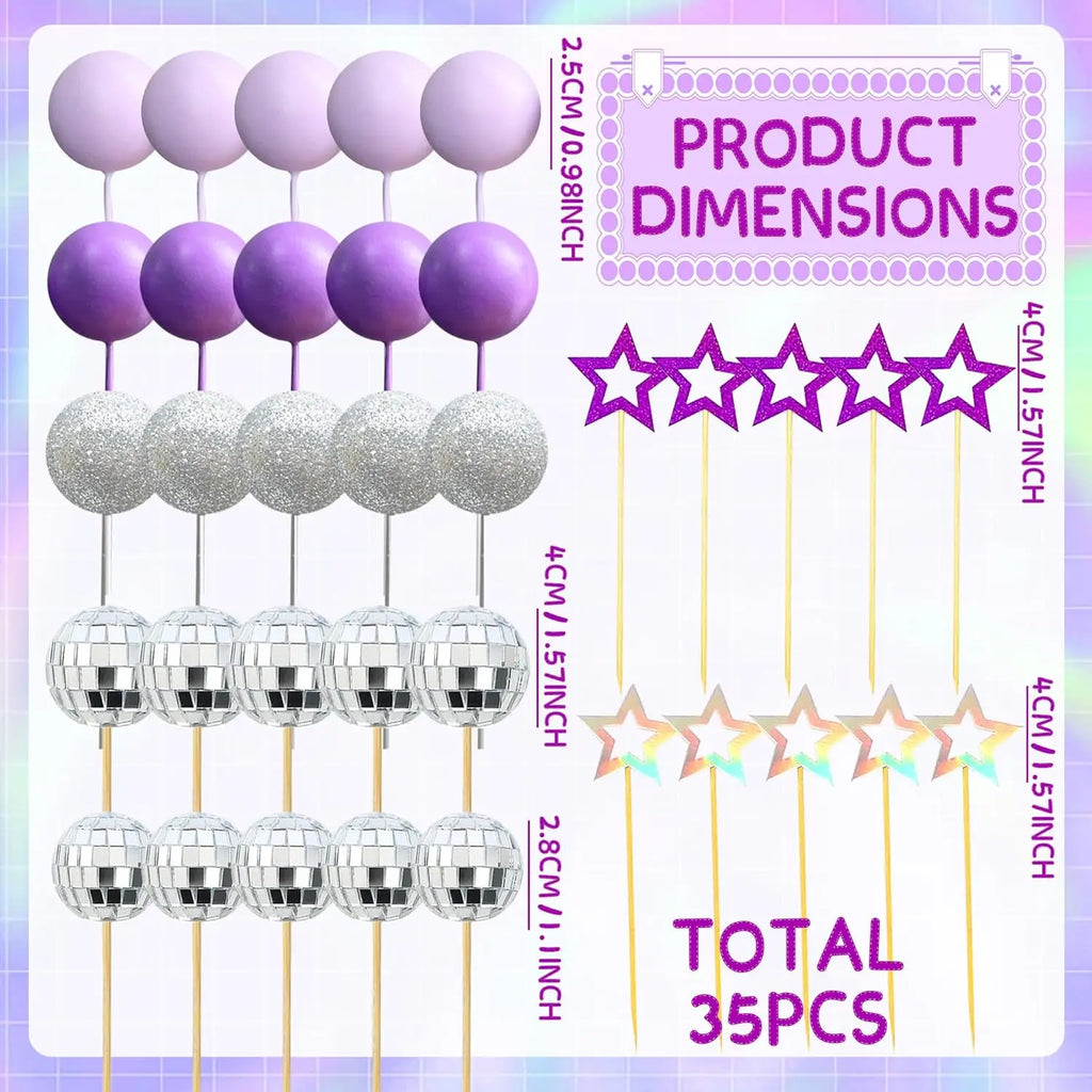 Disco Ball & Star Cake Topper Set — product photo 2 of 5