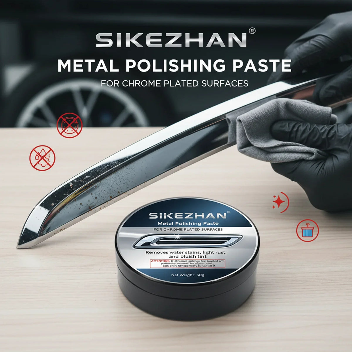 Professional Chrome Polishing Compound Removes Water Stains Rust — product photo 3 of 6