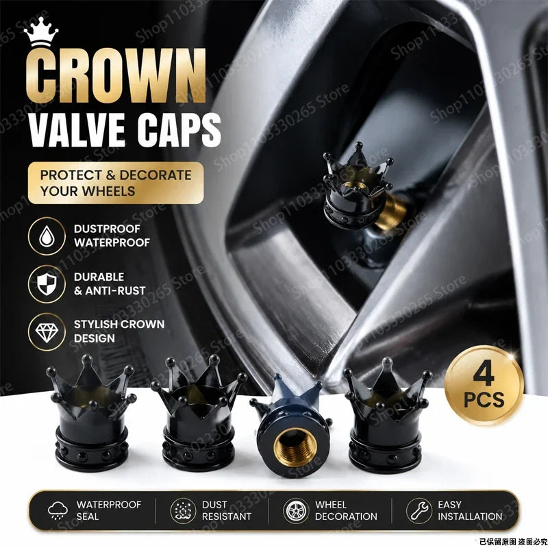 Crown Style Car Tire Valve Caps — product photo 2 of 6
