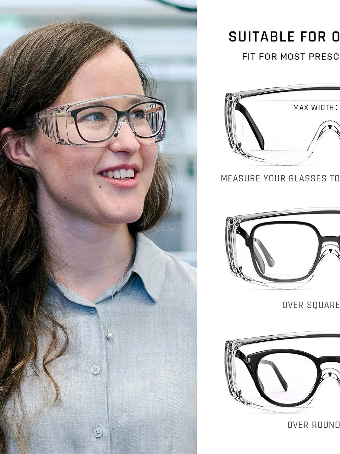 2 Pack Safety Glasses over Glasses Anti Fog — product photo 2 of 6